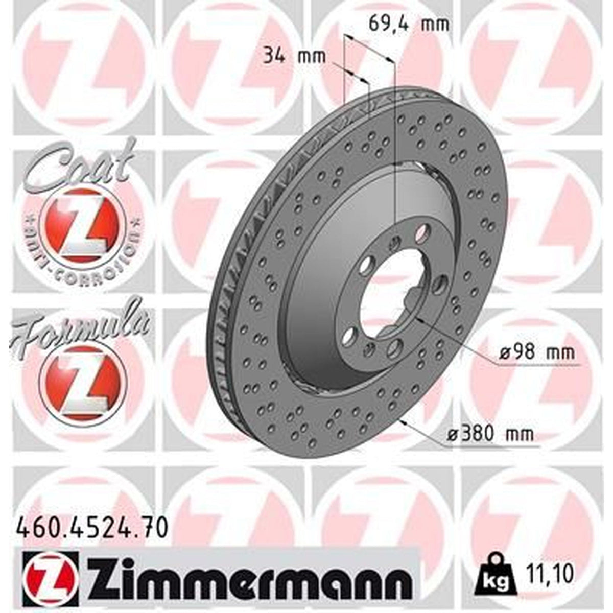 Bremsscheibe, vorn. FORMEL Z. Porsche 991 GT3 (OE-Teilenummer 99135140582/99135140682)