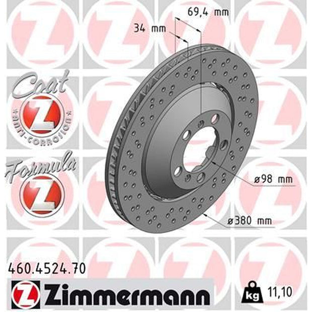 Brake disc, front. FORMULA Z. Porsche 991 GT3 (OE part number 99135140582/99135140682)