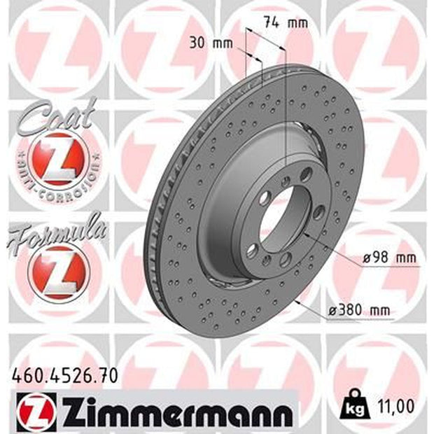 Brake disc, rear. FORMULA Z. Porsche 991 GT3