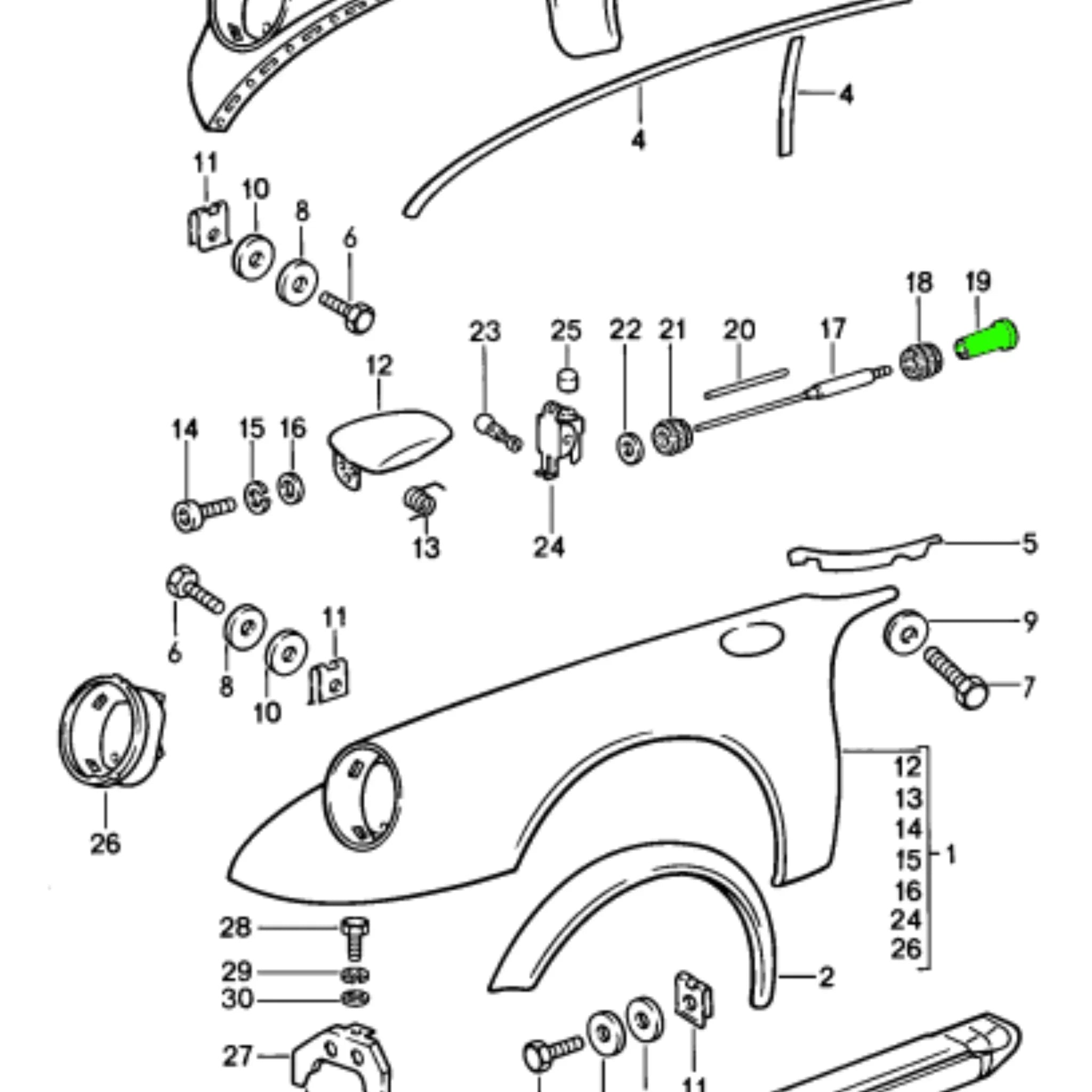 Zugknopf Tankklappe Emblem Porsche 911 964_4