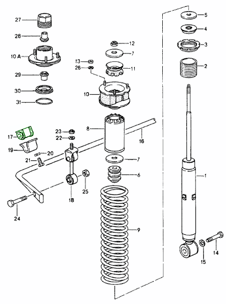 Explosionszeichnung Stabilisatorbuchsen hinten 19 mm, Black Series, Porsche 944 / 964 / 968 / 993
