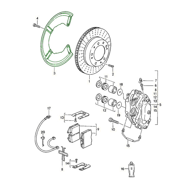 Bremsscheiben-Abdeckbleche hinten 2er-Satz | Porsche 993 1995 – 1998
