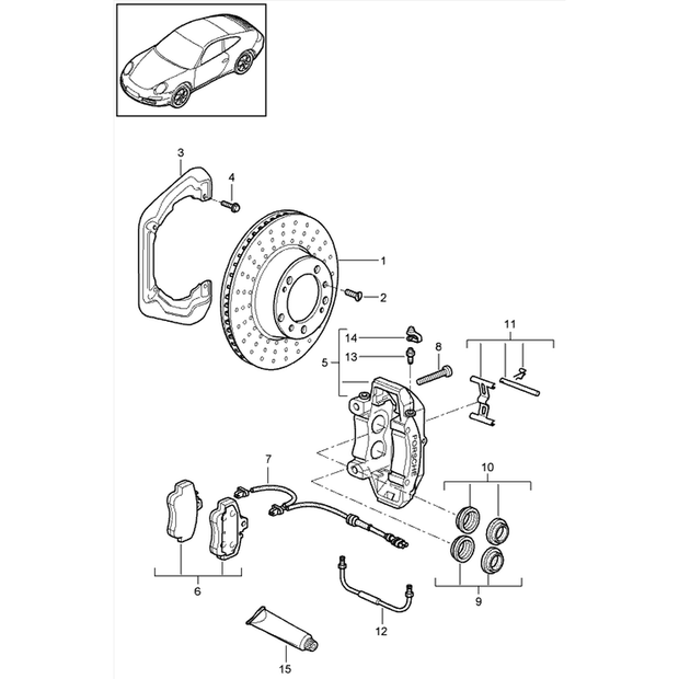 Brake caliper seal repair kit REAR. Porsche 997 MK II