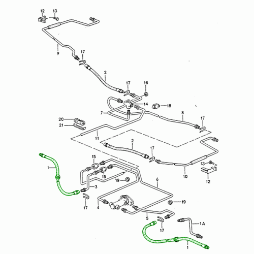 Flexi-hose of the front brake line. Porsche 968 / 914 / 944 Turbo-S | Porsche 968 | Porsche Original Part