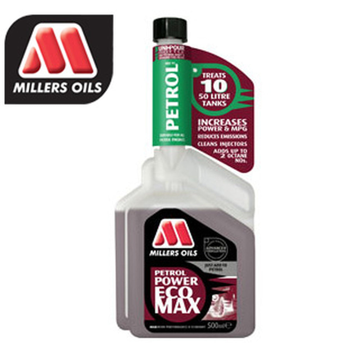 Millers PETROL POWER ECOMAX Kraftstoffadditiv (Leistungsadditiv) - 500 ml