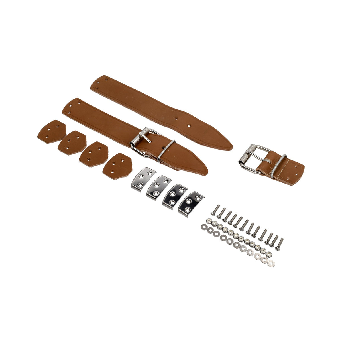 Hood Strap Set, Light Brown Leather - Porsche 356