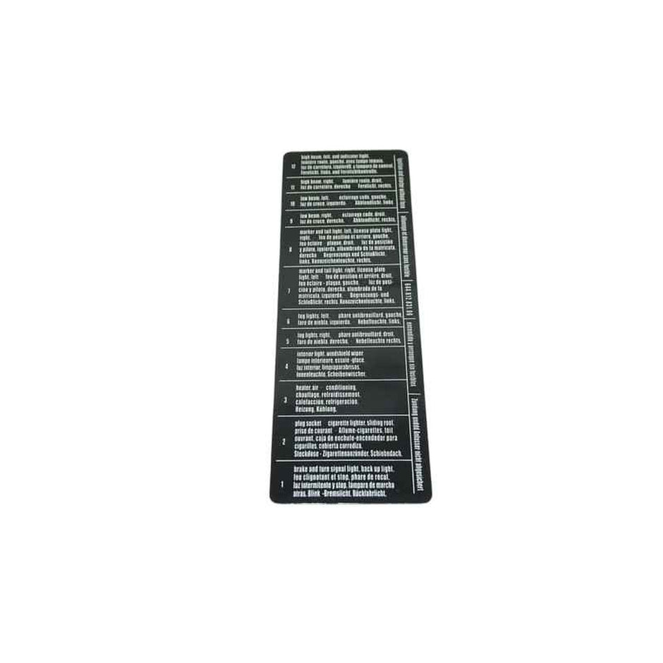 Data sticker on fuse box cover – Porsche 356B / 356C