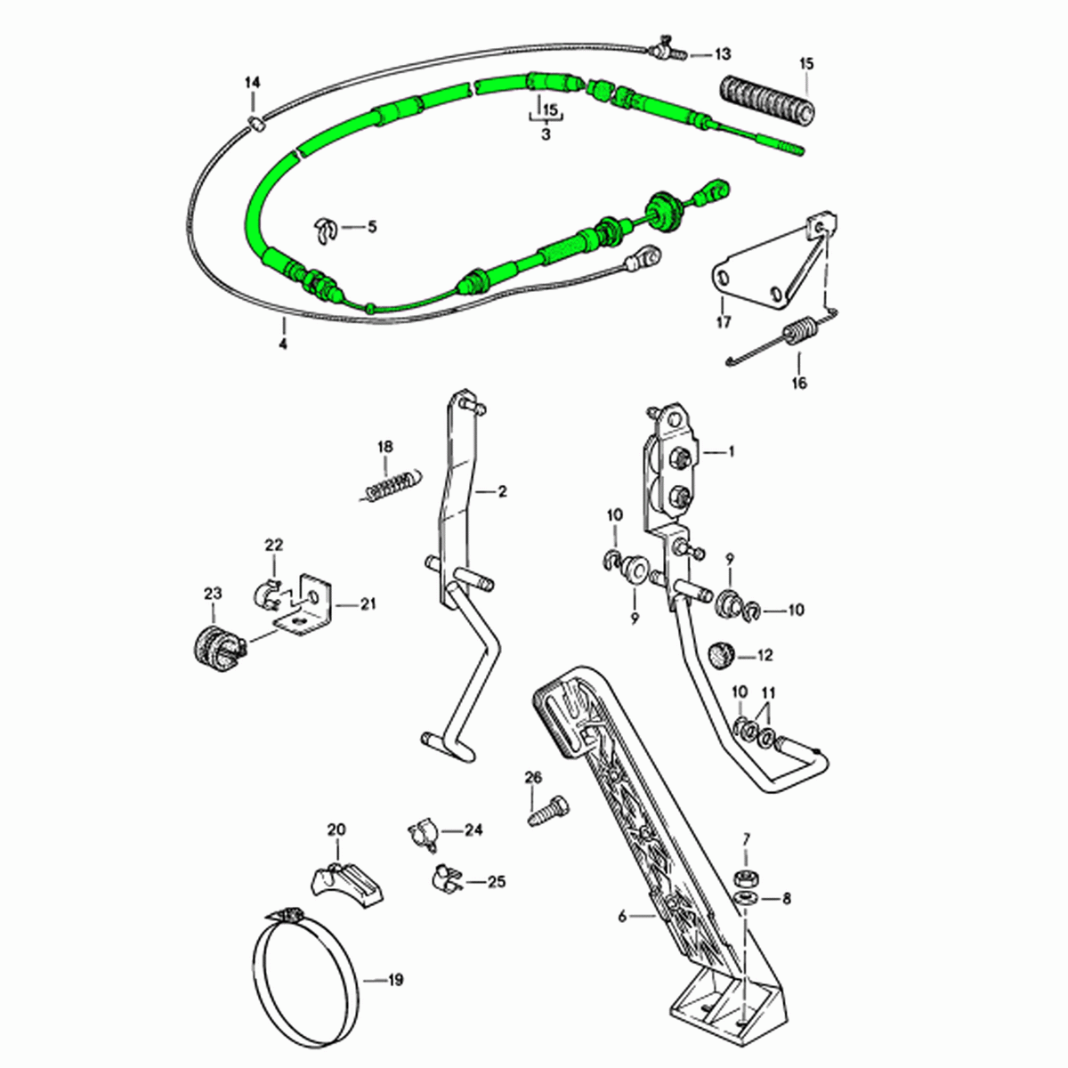 Accelerator Cable. Porsche 944 1982-85 Automatic Transmission RHD