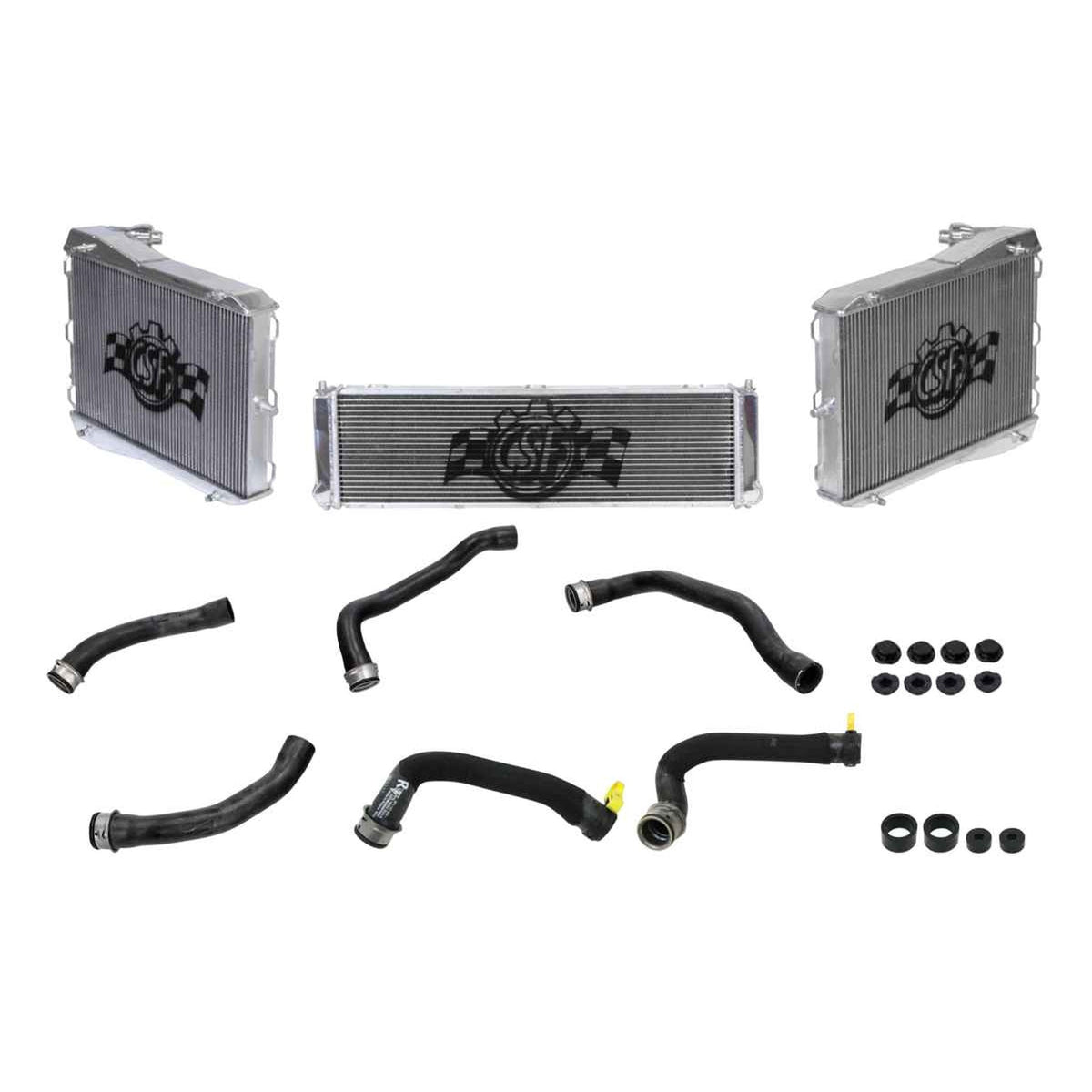 Aluminium-Kühler für Kühlwasser und Schläuche, 3er-Set. Porsche 991.2