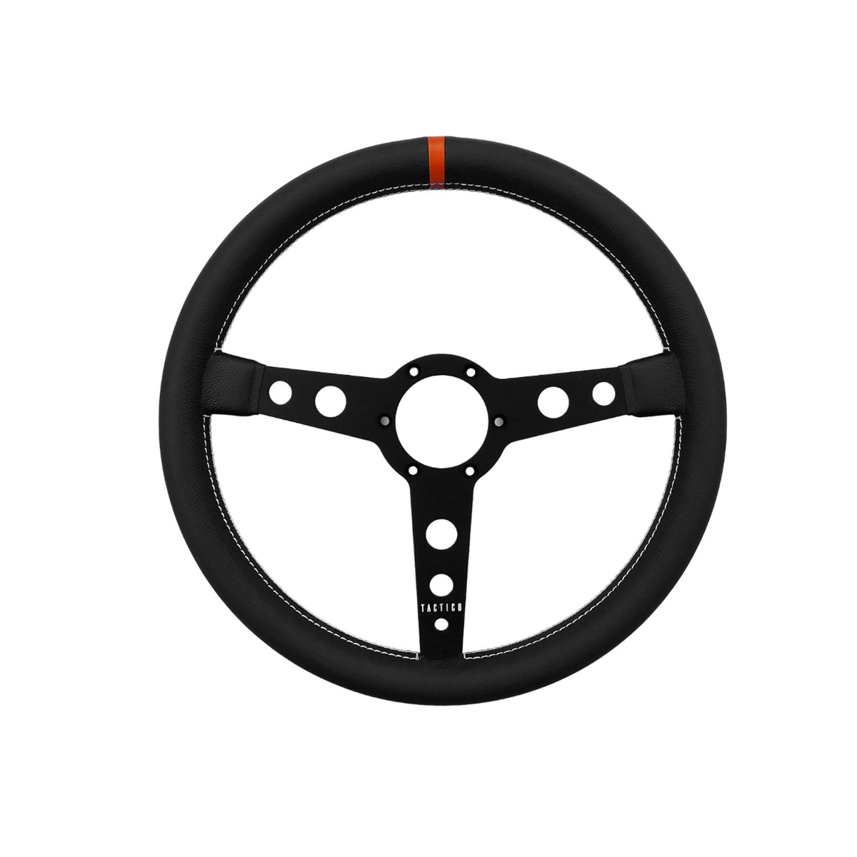 Lenkrad 130R-Serie, Vollnarbenleder, mit orangefarbenem Blinker, 350 mm. Porsche 911 / 964 / 993 / 924 / 944 / 968 / 928