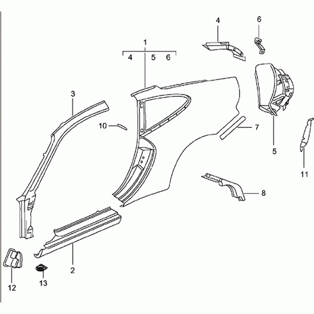 Rear 1/4 Panel Coupe Porsche 996 C2 / C4 / GT3 MKI (Porsche Original)