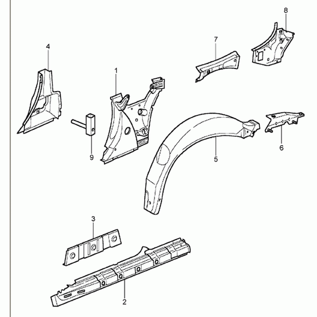 Hintere 1/4 Innenverkleidung Cabrio. Porsche 996 C2 / C4 (Porsche Original)
