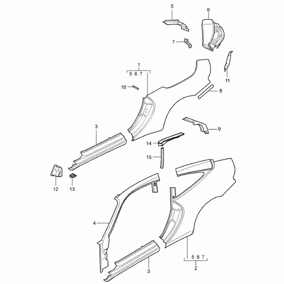 1/4 Panel Rear Targa. Porsche 996 C2 / C4 (Porsche Original)