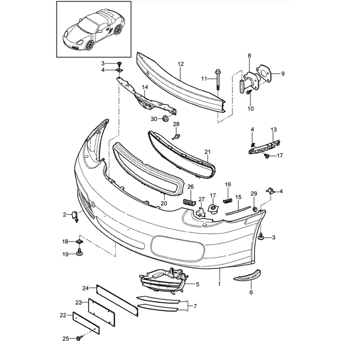 Kennzeichenhalter. Porsche Boxster 987 2009>> – Porsche Boxster/Cayman