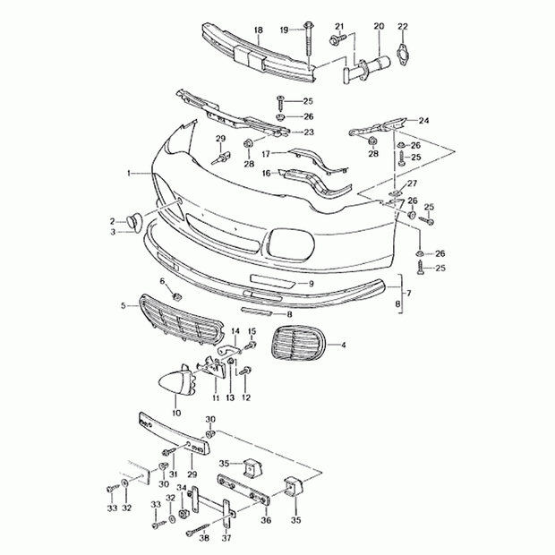 Front spoiler reinforcement. Porsche 996 Turbo (Porsche Original)