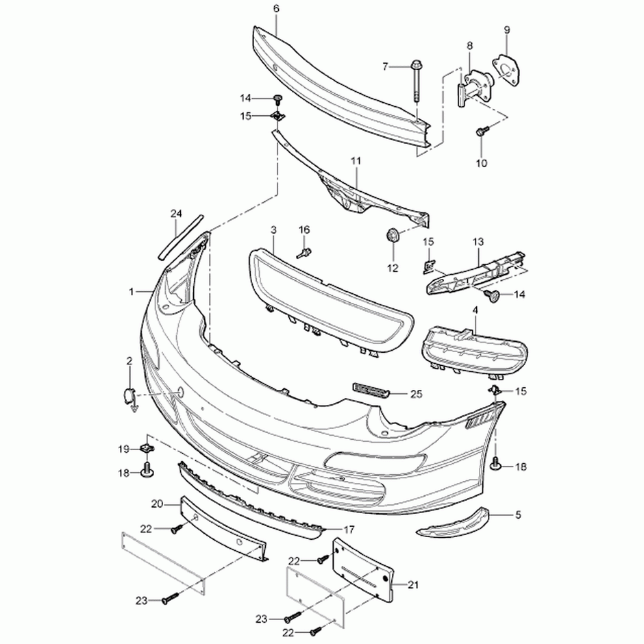 Front Bumper Aero. Porsche 997 2004-08 (OE Part No. 99750596108 / 99750596109)