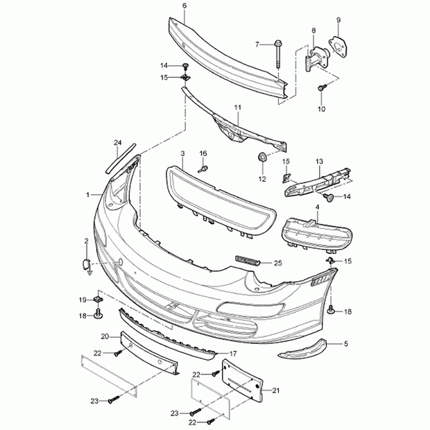 Front Bumper Aero. Porsche 997 2004-08 (OE Part No. 99750596108 / 99750596109)