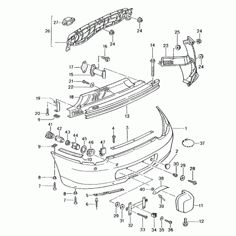 Rear Bumper Mount / Heat Shield. Porsche Boxster 986 2003-04 – Porsche Boxster/Cayman