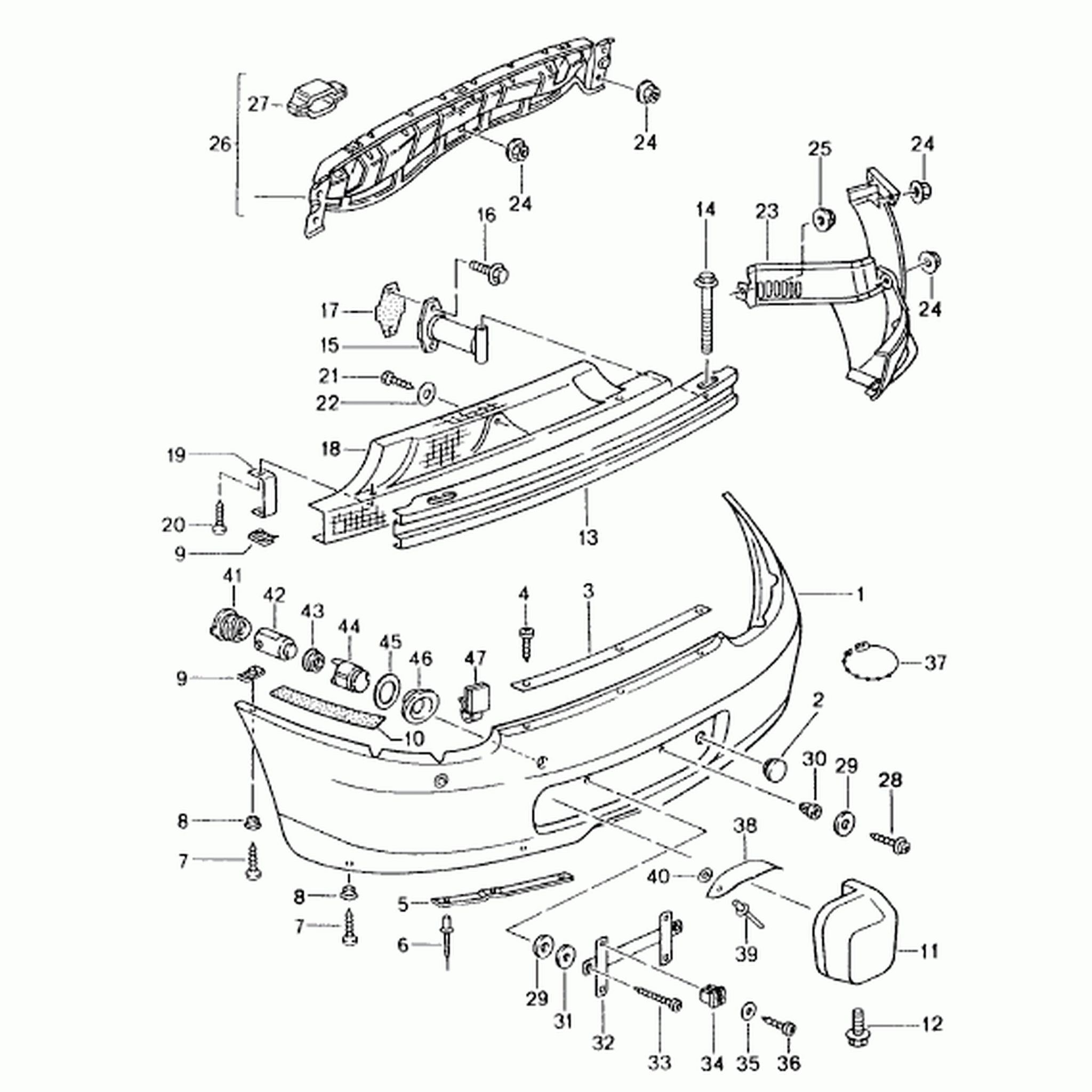 Auspuff-Hitzeschild der hinteren Stoßstange. Porsche Boxster 986 2003-04 – Porsche Boxster/Cayman