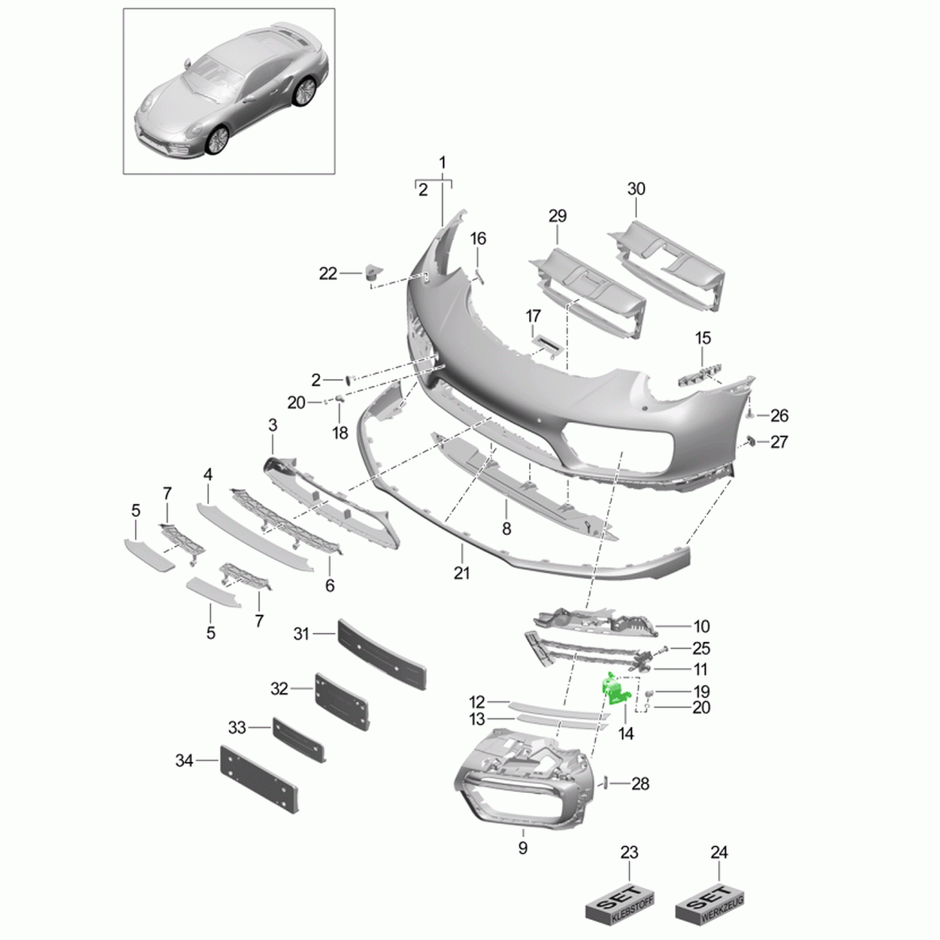 Front Bumper Bracket for Ultrasonic Sensor. Porsche 991.2 Turbo 2017>>
