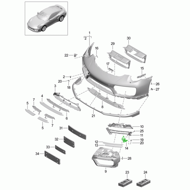 Front Bumper Bracket for Ultrasonic Sensor. Porsche 991.2 Turbo 2017>>
