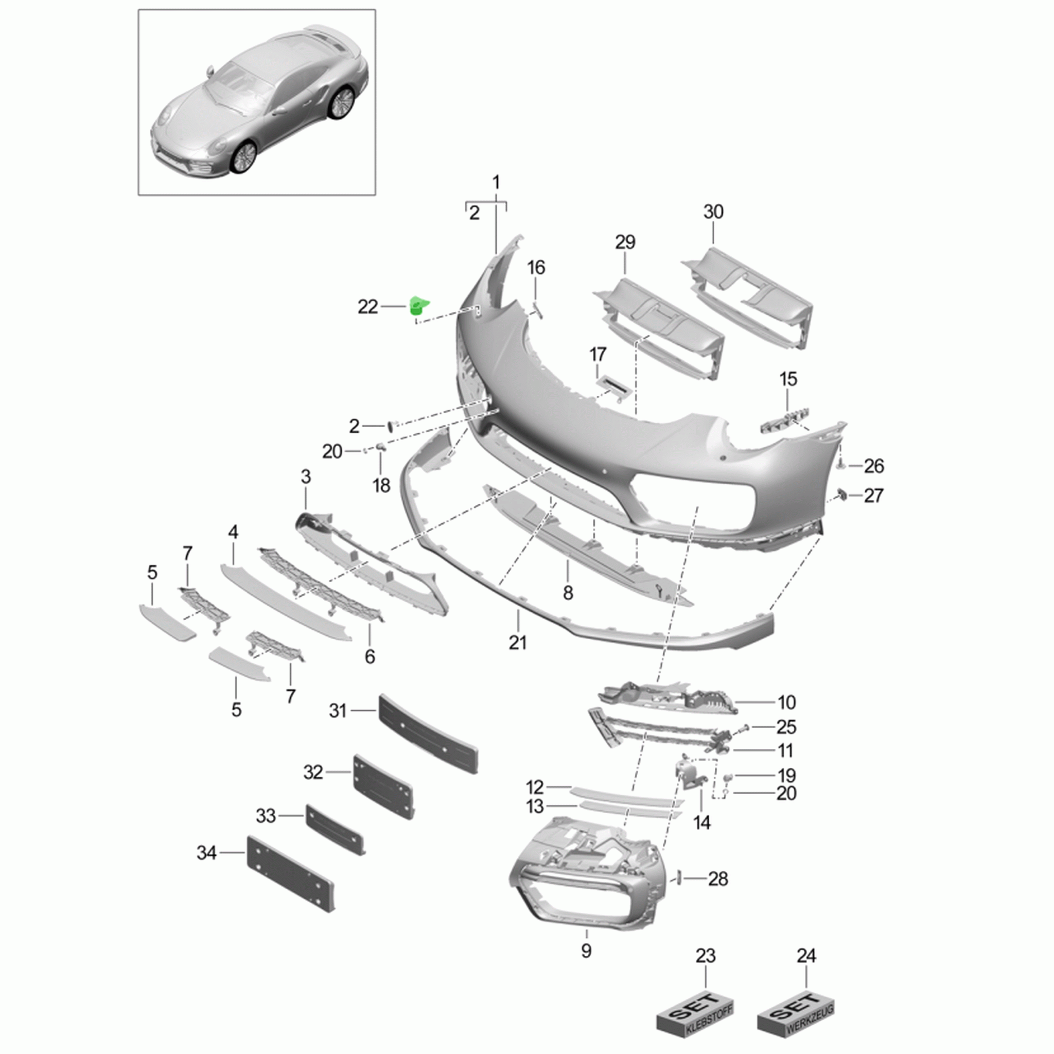 Retaining Plate for Headlight Cleaning System. Porsche 991.2 Turbo 2017>>