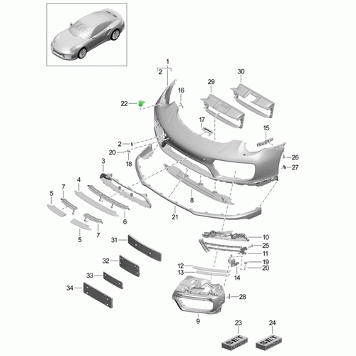 Retaining Plate for Headlight Cleaning System. Porsche 991.2 Turbo 2017>>