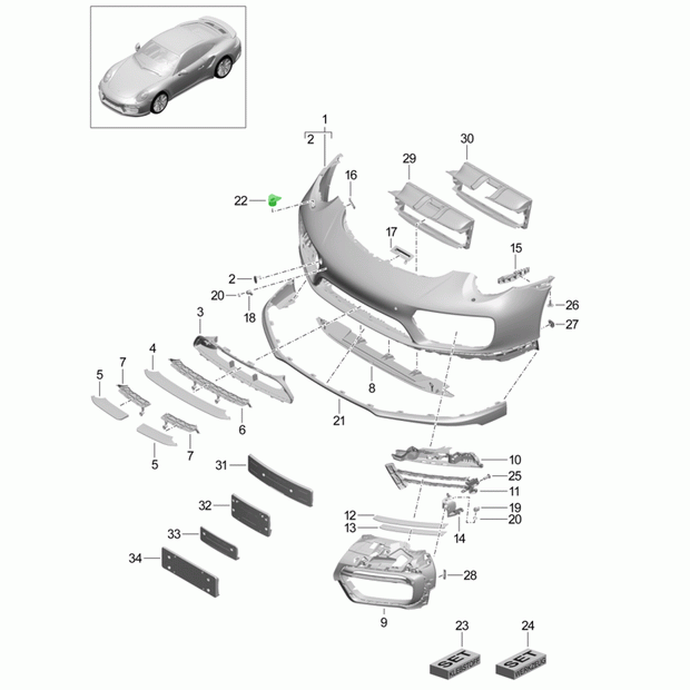 Retaining Plate for Headlight Cleaning System. Porsche 991.2 Turbo 2017>>