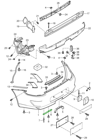 Retaining strip, rear bumper lower. Porsche 997 GT3 2010>> - Porsche Genuine Part