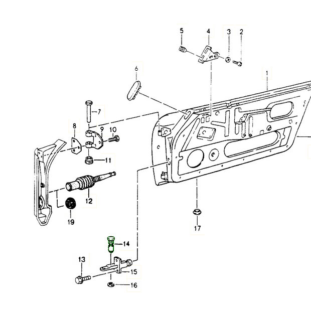 Explosionszeichnung Türfangbandstift, Porsche 911 (1972–1989) / 964 / 993