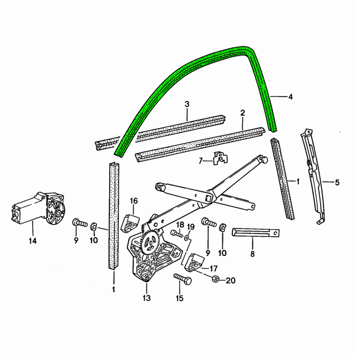 Window guide seal, top | Porsche 968 | Porsche Genuine Part