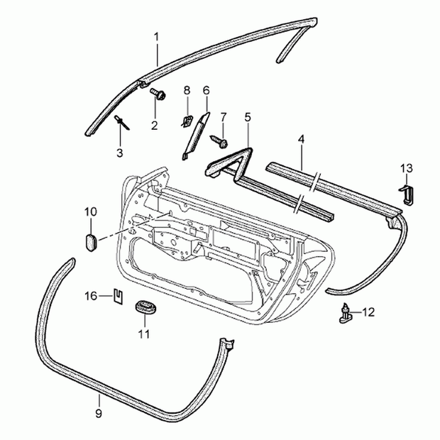 Outer Door Seal. Porsche 986 Boxster / 996 (Porsche Original)