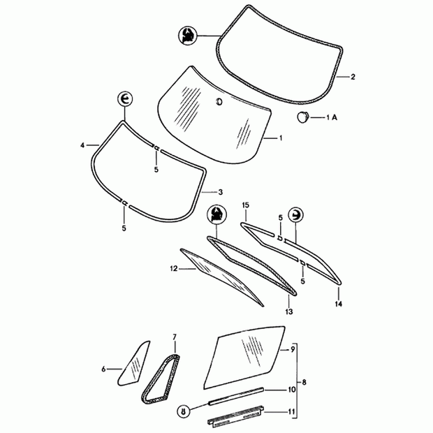 Frontscheibe klar mit grüner Decktönung | Porsche 911 / 912 1965–1984 | Uroglas