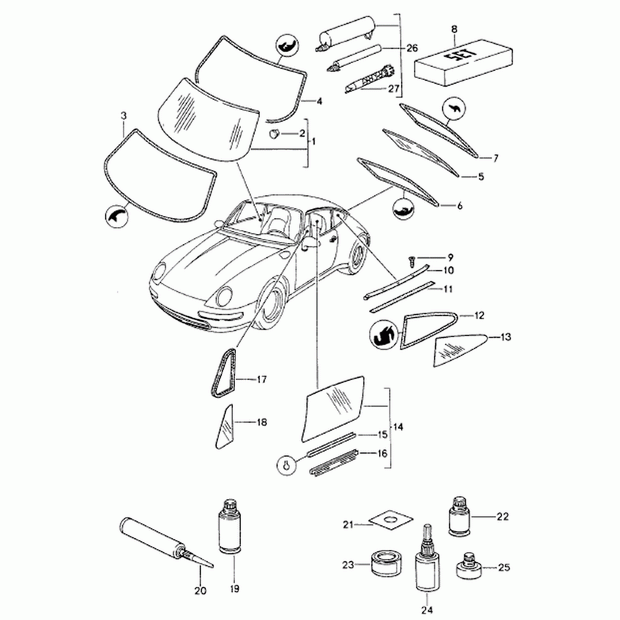 Fensterheberschiene | Porsche 911 / 964 Cabrio / Targa | Porsche Originalteil