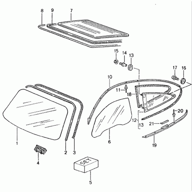 Rear 1/4 Glass Seal. Porsche 996 (Porsche Original)