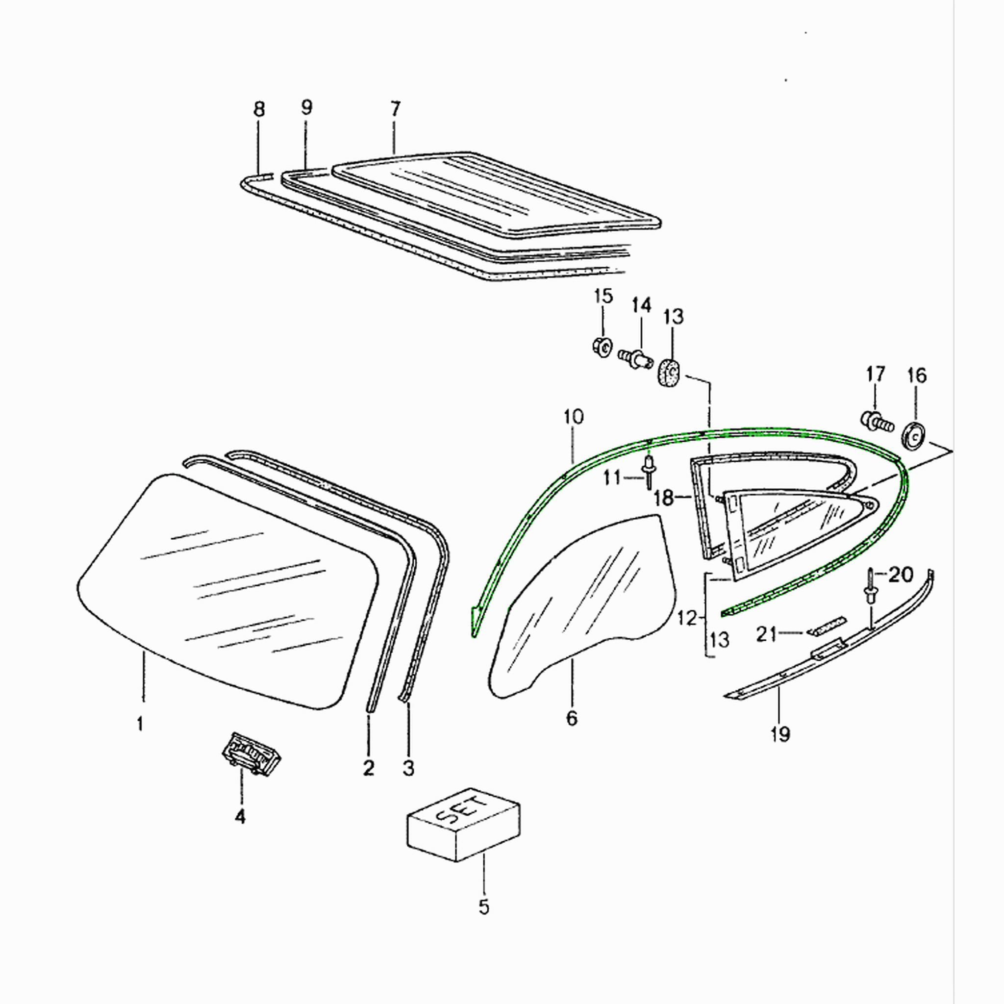 Roof frame seal. Porsche 996 (Porsche Original)
