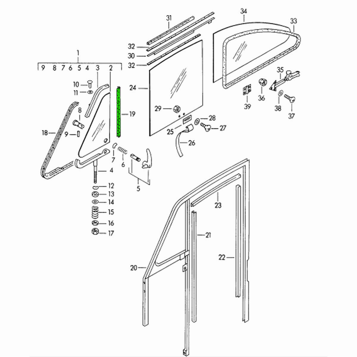 Front 1/4 Glass Vertical Seal – Porsche 356
