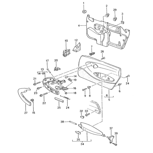Expanding nut door panel Porsche 996 / 986 Boxster (Porsche Original)