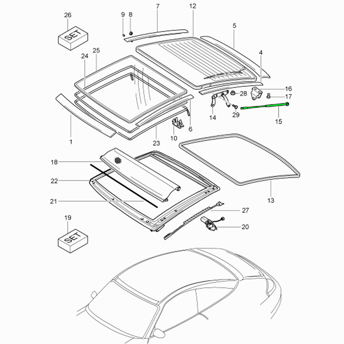 Stabilus Tailgate Struts. Porsche 996 Targa