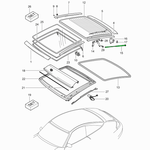 Stabilus Heckklappendämpfer. Porsche 996 Targa