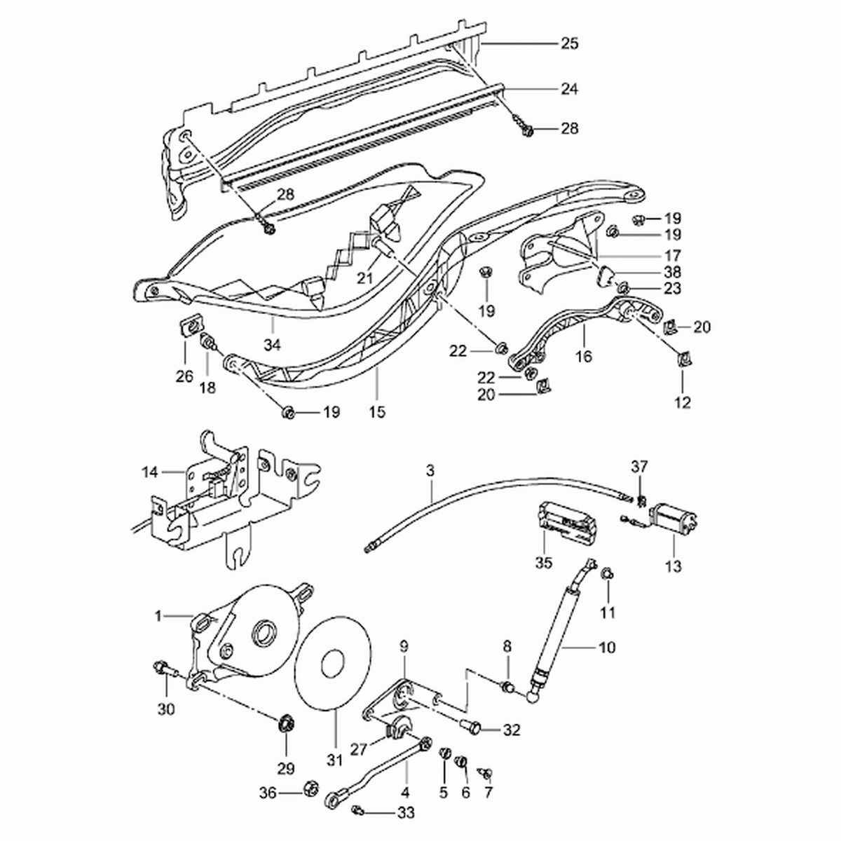 Guide arm safety clip for convertible top – Porsche Boxster/Cayman