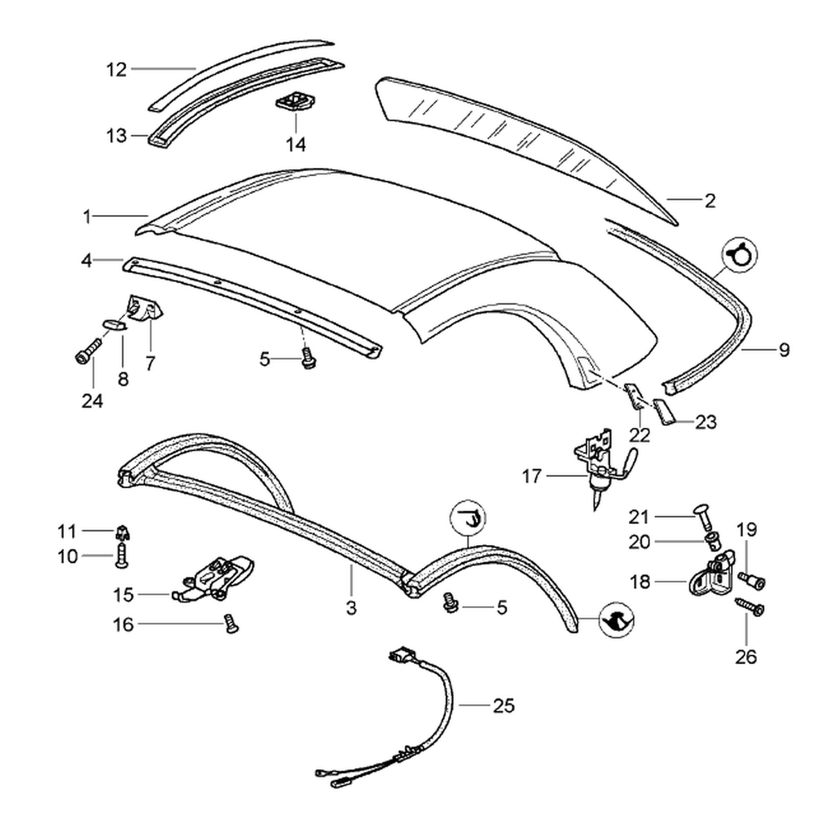 Hardtop-Dachverriegelungsbolzen – Porsche Boxster/Cayman