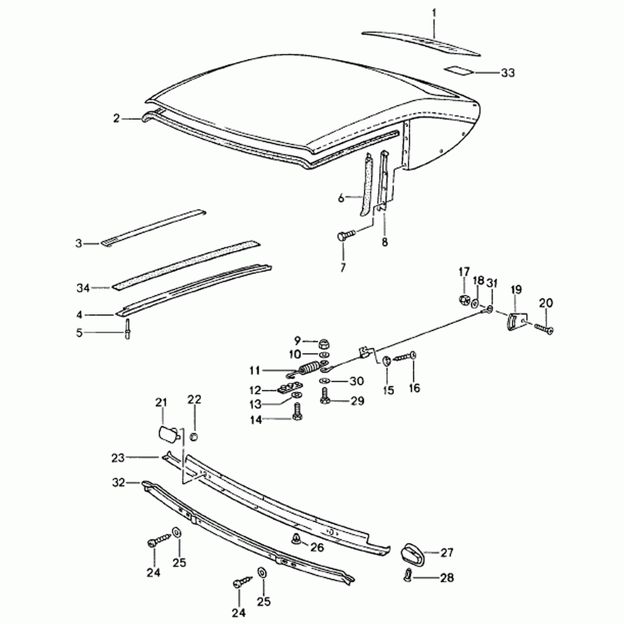 Convertible Top Seal, Transverse | Porsche 993 | Genuine Porsche