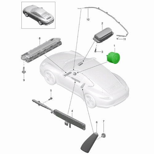 Lenkradairbag in Bordeauxrot. Porsche 991