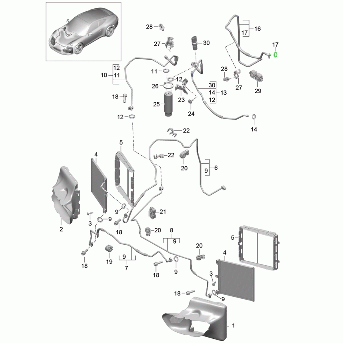 O-Ring-Dichtung der Klimaanlagenleitung (Klimaanlage). Porsche