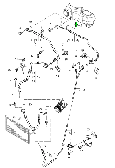 Explosionszeichnung O-Ring Klimaanlagen-Drucksensor, Porsche 997 / 991 / 987 / 981, Cayenne, Panamera