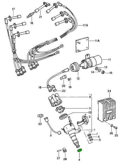 Explosionszeichnung O-Ring Zündverteiler, Porsche 911 (1970–1989) / 964 / 993