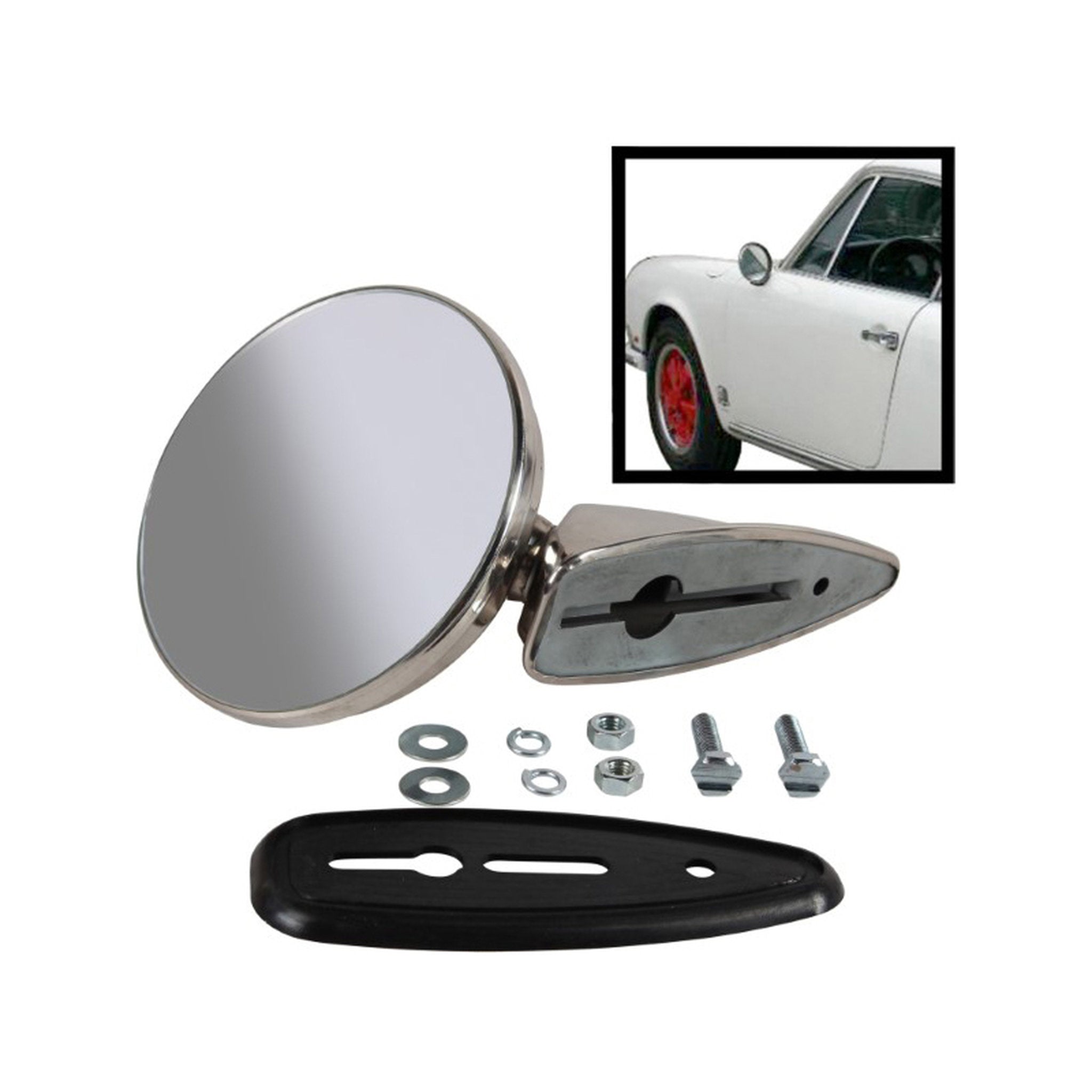 Durant Style Frameless Side Mirror – Porsche 356, 911 1965-68