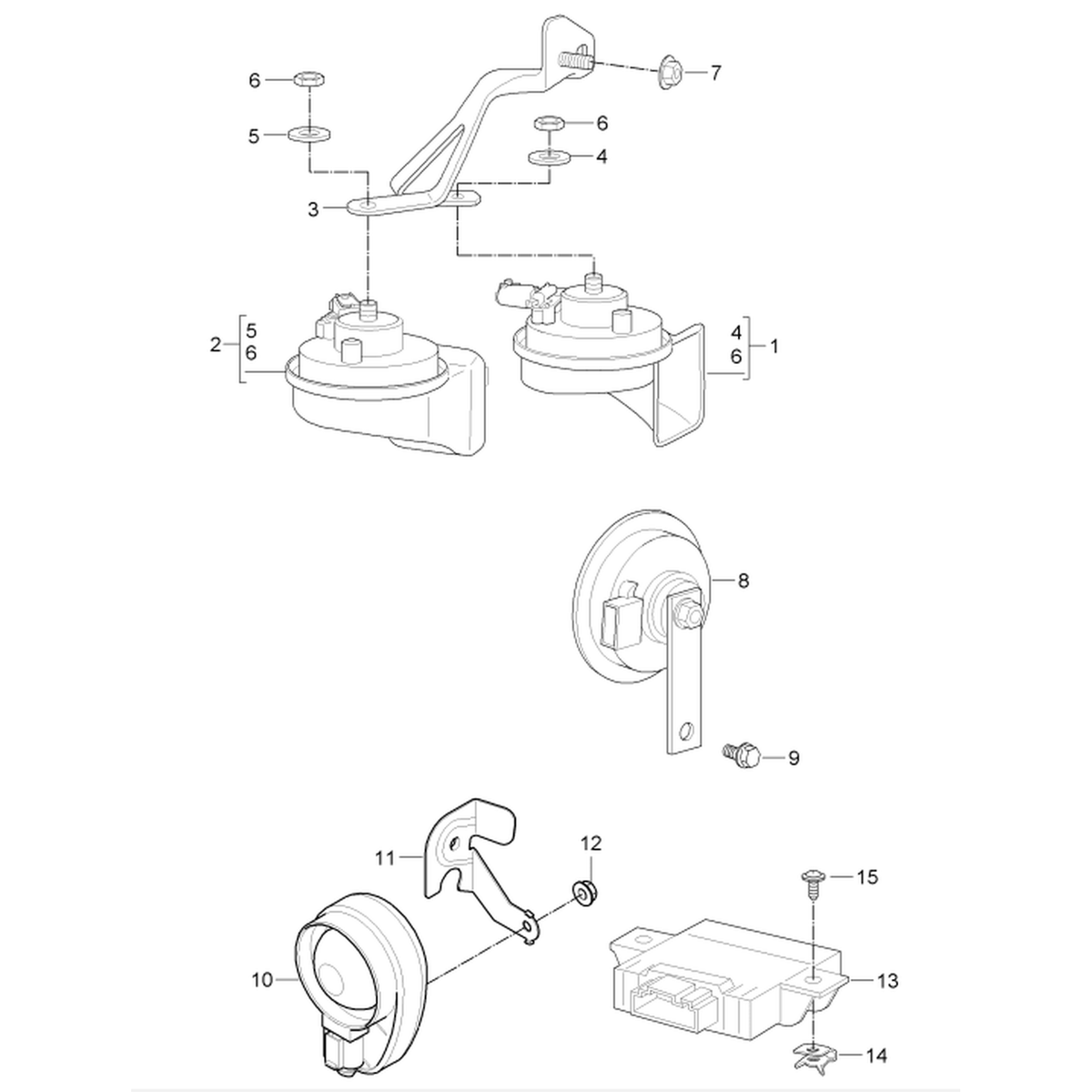 Support for low/high horns – Porsche Boxster/Cayman