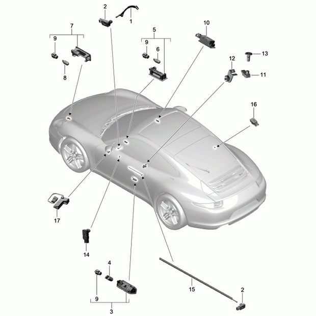 Porsche Originalteil – Fußraumlampe 5W. Porsche 981 Boxster / 981C Cayman / 991